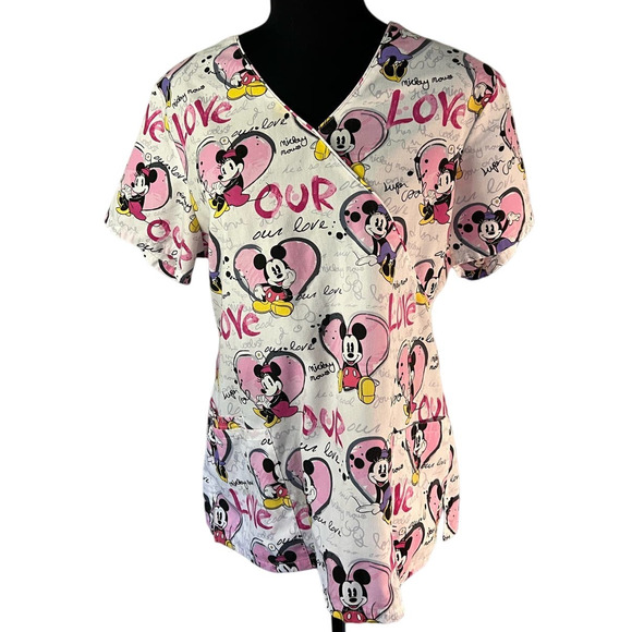Disney Micky and Minnie Scrub Top, Size M - Picture 1 of 7